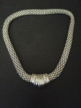 Vintage Silver Braided Statement Necklace - Vintage